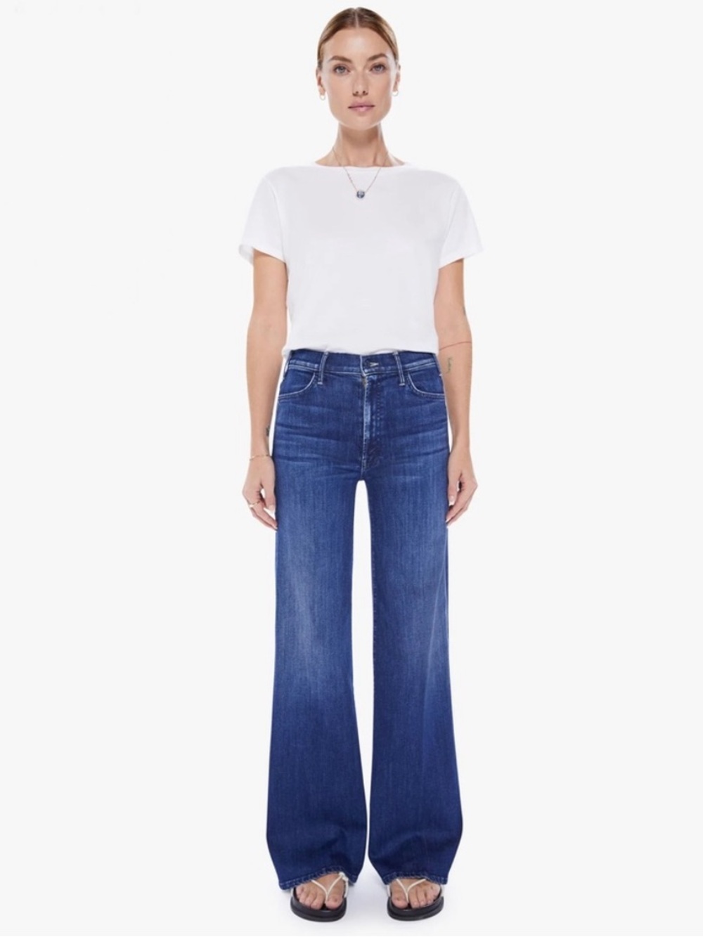 MOTHER THE HUSTLER ROLLER
HEEL JEAN in Small Pleasures Size 32 wide leg like new